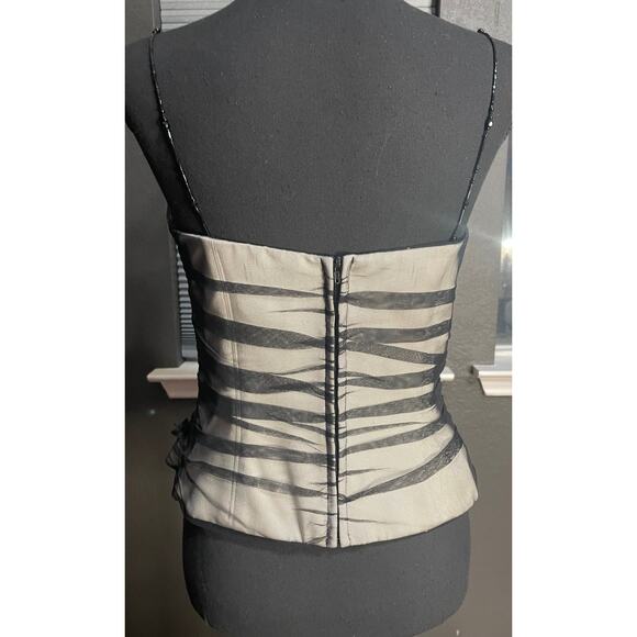 Kay Unger Black Beaded Floral TulleTank top size 10 - Picture 2 of 9